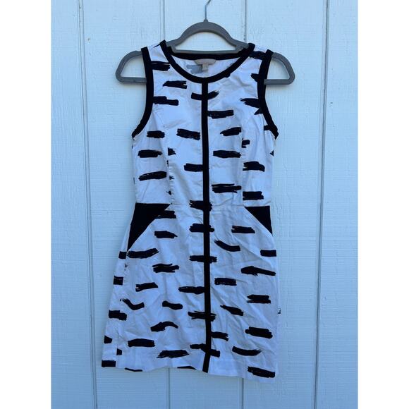 Banana‎ Republic White & Black Mini Dress, Back Cut Out, Sz 6 - Picture 1 of 5